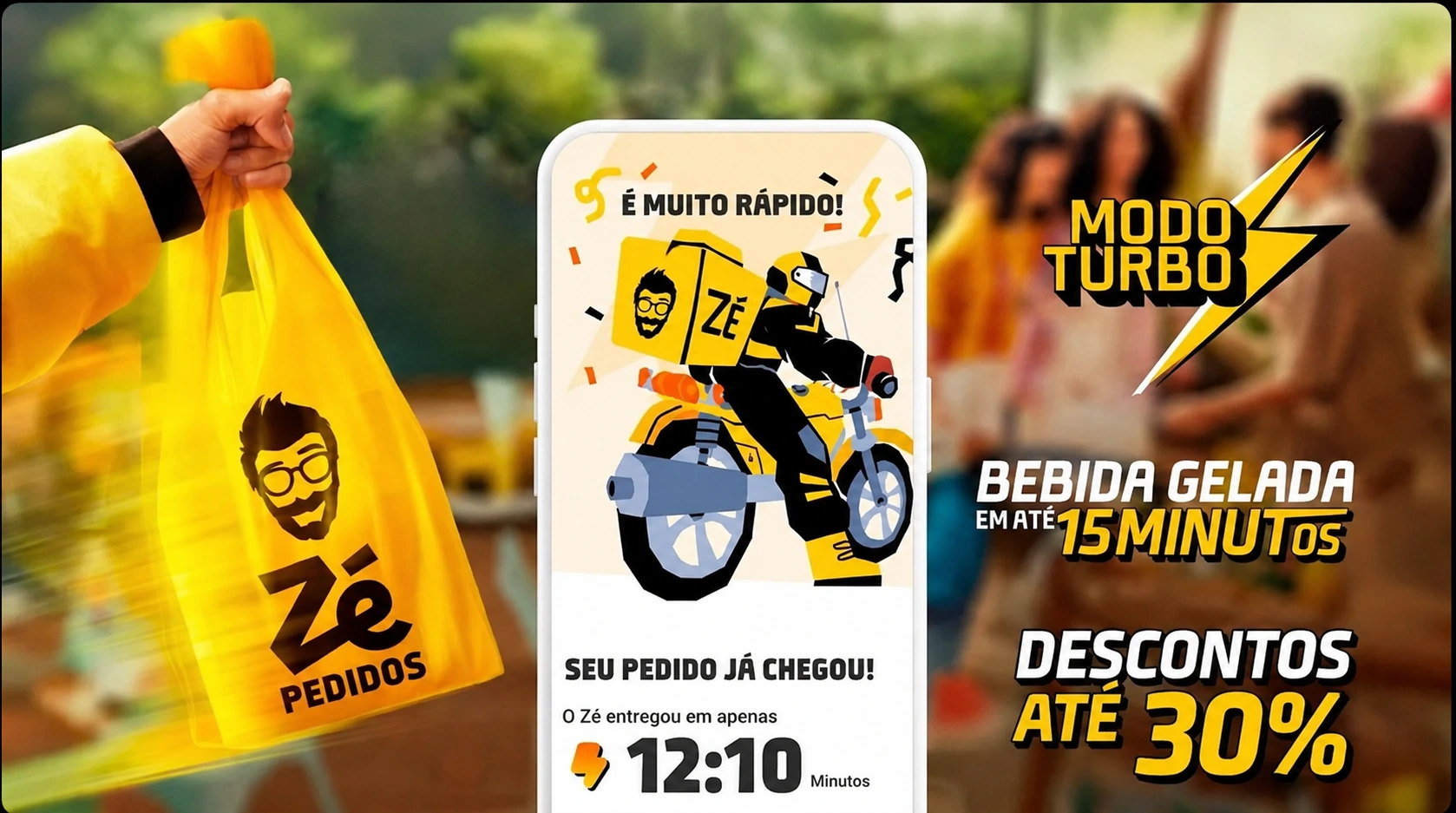 Zé Pedidos 24 - Bebida Gelada em até 15 minutos - Modo Turbo - Descontos até 30%