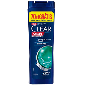 Shampoo Clear Men Limpeza Diária 400ml Grátis 70ml